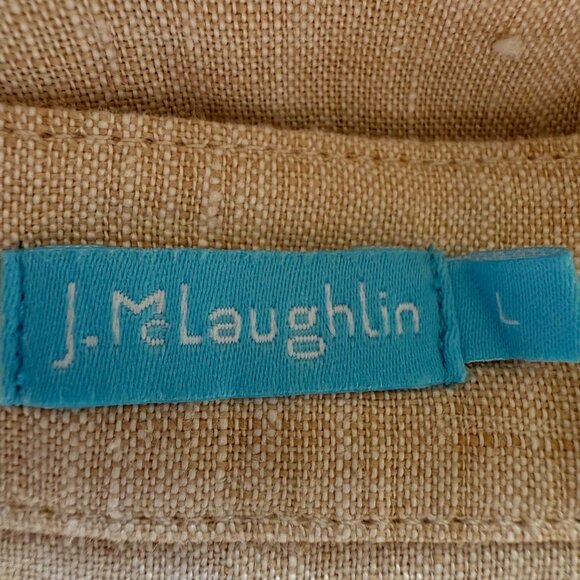 J. Mclaughlin Size L Beige Linen Long Sleeve Button-Down Lagenlook Dress - Picture 3 of 16